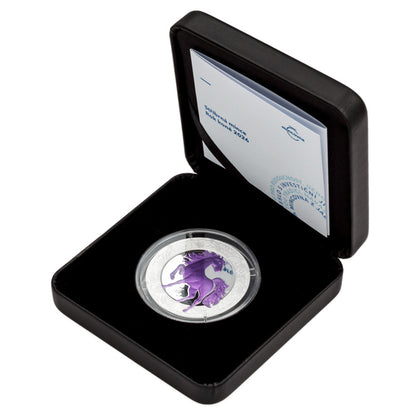2026 Niue -$1 - 1 Oz Year of the Horse – Purple Horse Silver Coin