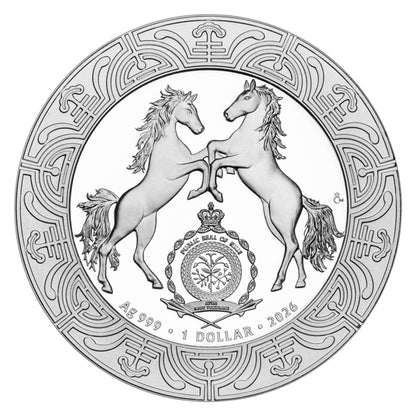 2026 Niue -$1 - 1 Oz Year of the Horse – Purple Horse Silver Coin