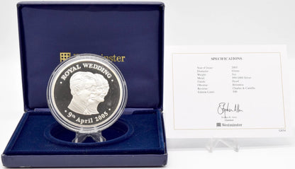 2005 UK - Royal Wedding Charles & Camilla 5oz Silver Proof Medal