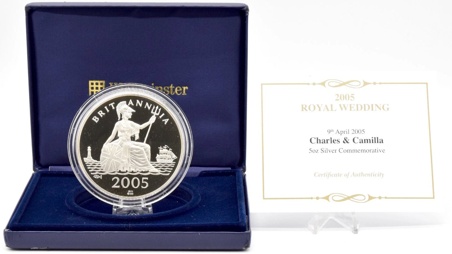 2005 UK - Royal Wedding Charles & Camilla 5oz Silver Proof Medal