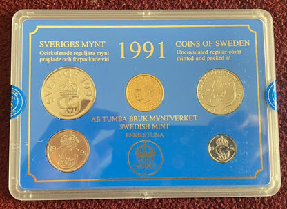 1991 Sweden - 5 Öre to 10 Kronor - Coins of Sweden