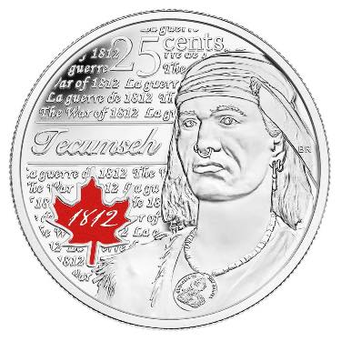 2013 Canada - War of 1812 – Coloured 25¢ Coins Set